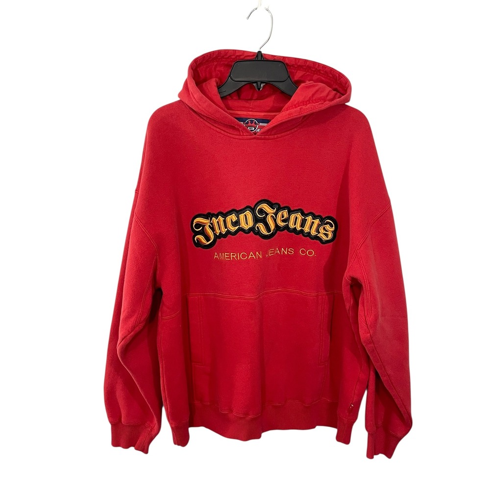 Vintage JNCO Jeans Red Hoodie Sweatshirt Crown King Graphic Logo Medium 90's Y2K